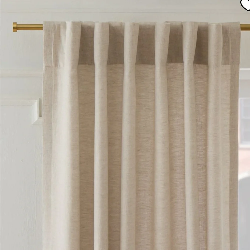 West Elm Custom Size European Flax Linen Curtain - Natural Flax 60x101